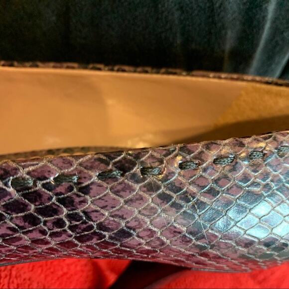 Franco Sarto python snake skin pumps violet Size 8.5 m peep toes 3.5. “ heels - Picture 7 of 7